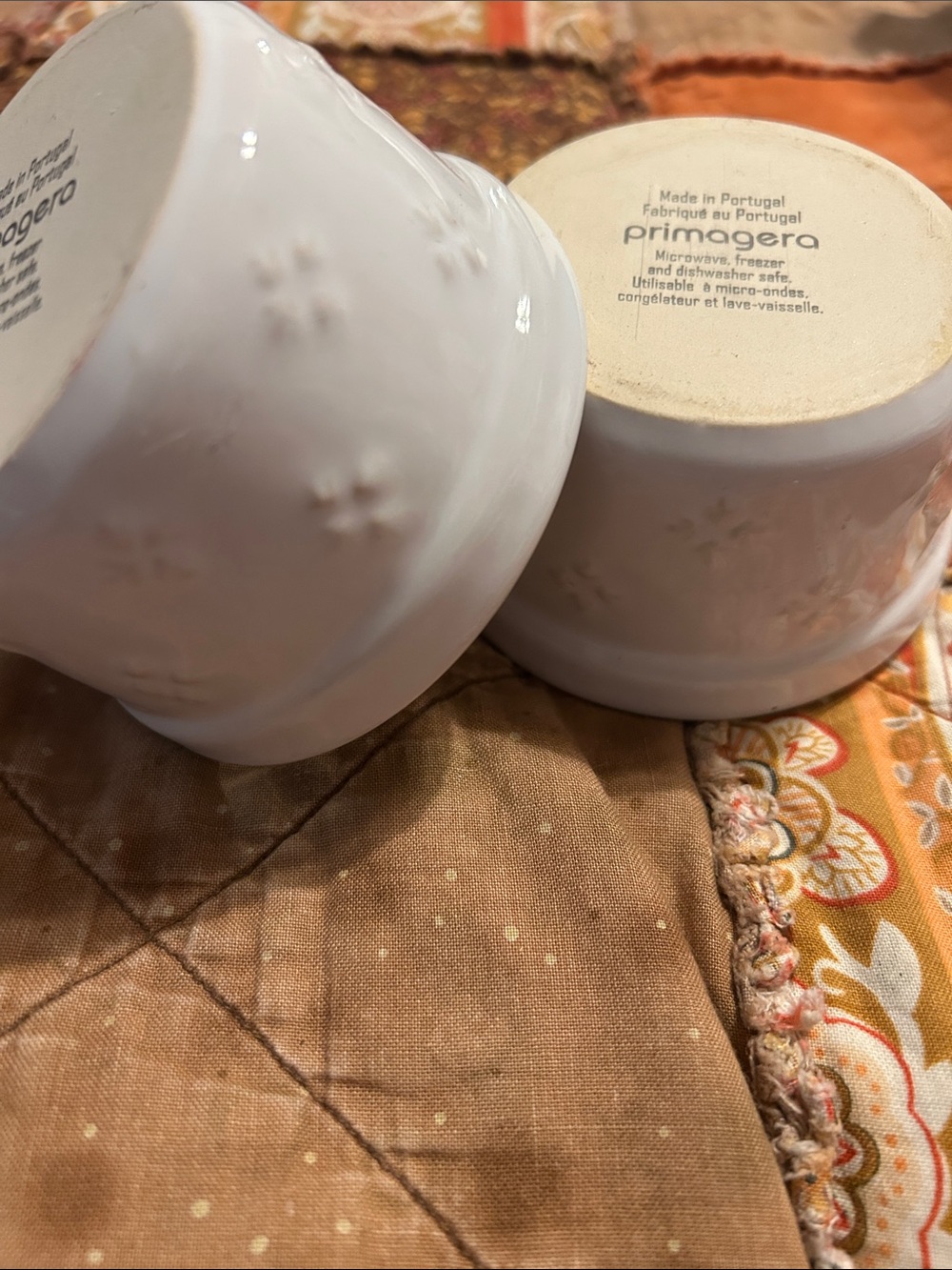 Primagera White Embossed Ceramic Ramekins (Set of 2)